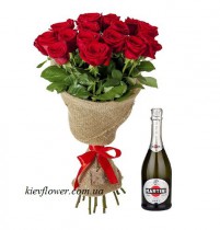 15 красных роз и Martini Asti